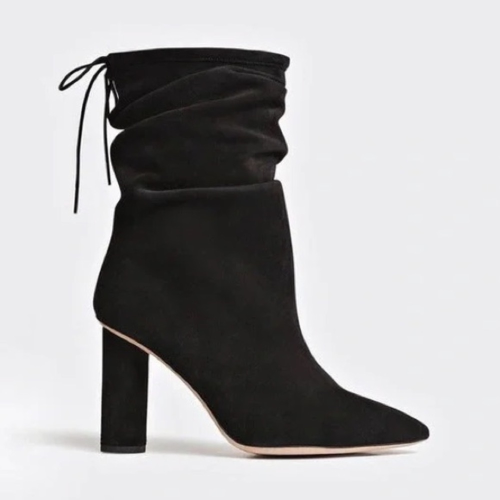 IRO | Black Heeled Suede Cynar Boots with Tie Detail | Sz 41 (US 9)